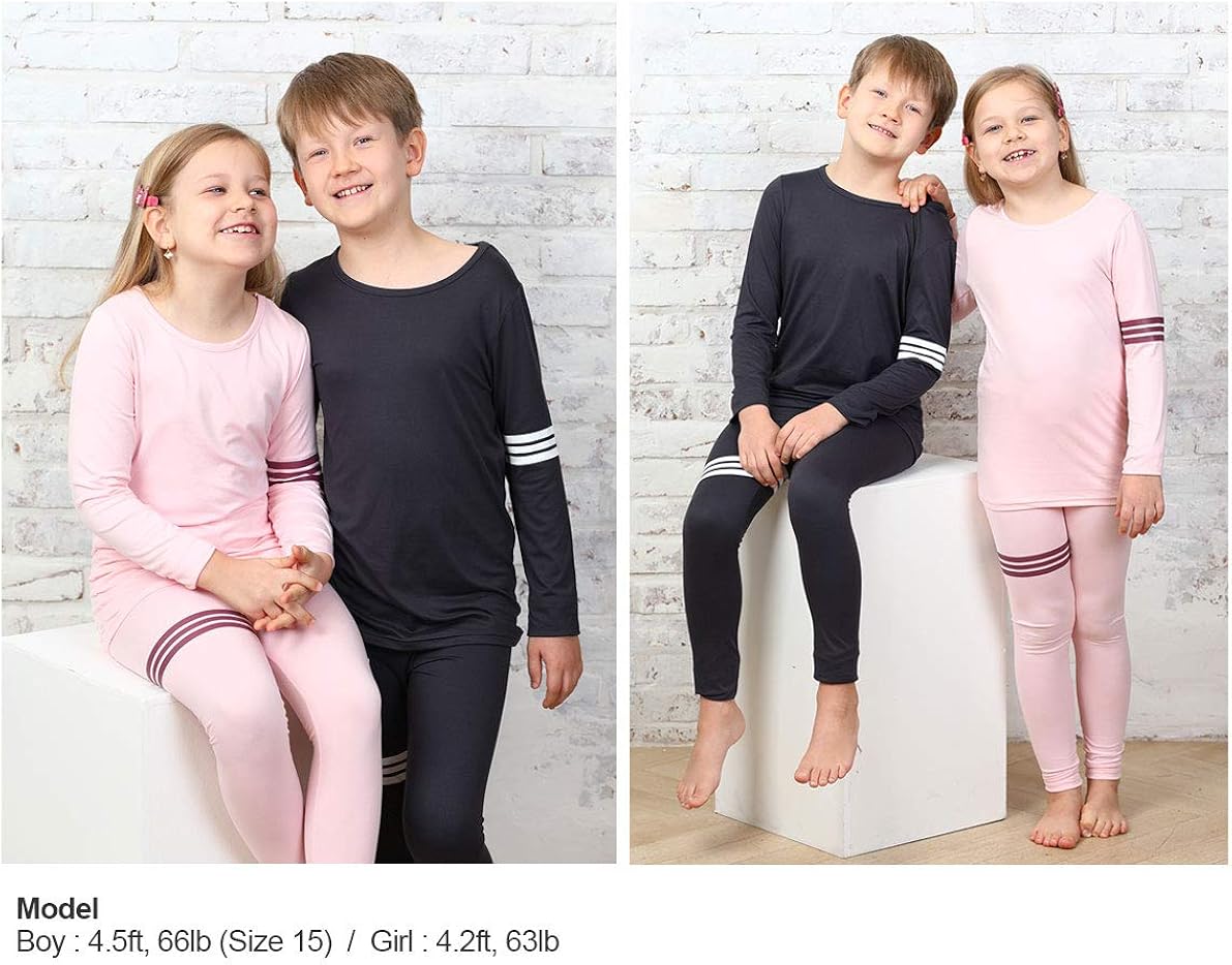 Short Fleece Lined Sporty Thermal Underwear Set for Boys and Girls Superb Base Layer Pajamas Long John Set.: Clothing