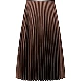 Floerns Women's Elegant Pleated Skirt Mid Waist Dressy Casual Shirring Long Skirt