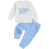 Saliuentm Toddler Baby Boy Birthday Outfit Letters Print Long Sleeve Crewneck Sweatshirt and Pants Cake Smash Outfit Clothes