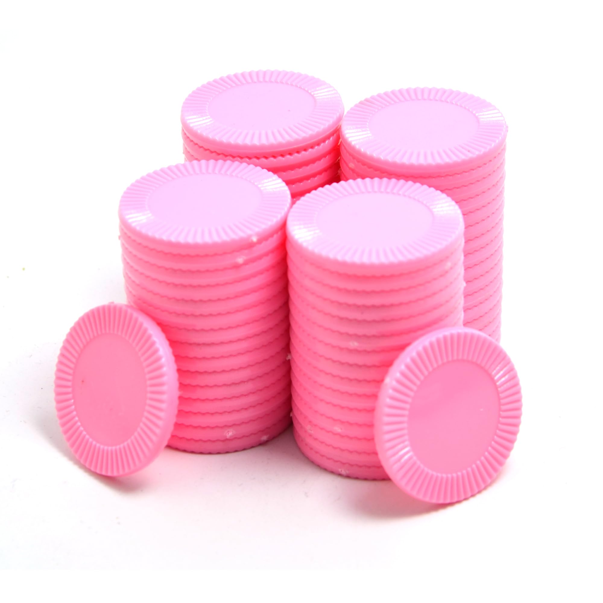 Smartdealspro 32mm Opaque Plastic Learning Counters Mini Poker Chips Games Tokens with Storage Box (Sunflower, 64pcs, Pink)