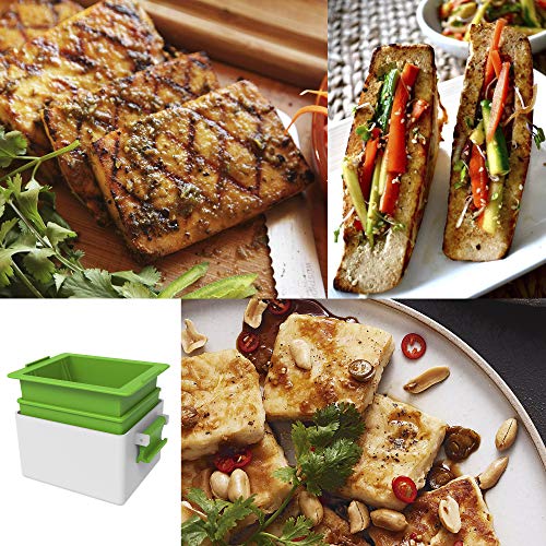 Yilador Tofu Press, Easily Removes Water from Tofu, The Ultimate Tofu Press Built-in Drainage to Avoid Messes, Simple and Effective - Premium Three-Layer Design, Safe for Dishwasher