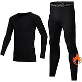Boys Compression Shirt Long Sleeve Suit Youth Undershirts Kids Football Baseball Baselayer Cold Gear Quick Dry Black