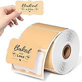 Phomemo Brown Thermal Labels for Shipping Label Printer for Small Business Supplies - 3" x 2" / 500 Brown Labels/Roll, Commercial Grade Round Stickers Roll for Custom Stickers Personalized & Business