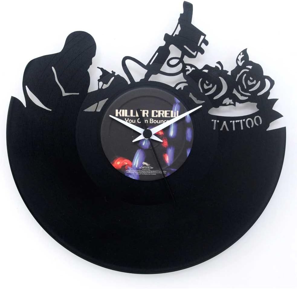 Vinyl Clock Tattoo maker gift idea Gift studio Opening Wall clock Black color Original Vinyluse Made in Italy