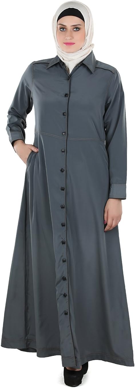 Momin Libas Grey Polyester Stitched Burqas
