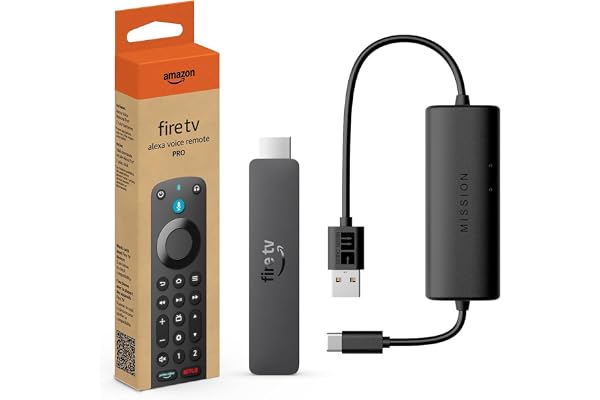 Amazon Fire TV Stick HD (newest model) bundle with Alexa Voice Remote Pro and Made for Amazon, USB-C Power Cable (eliminates the need for AC adapter)