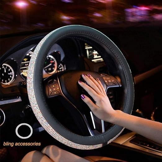 Amazon.com: New Diamond Leather Steering Wheel Cover with Bling Bling