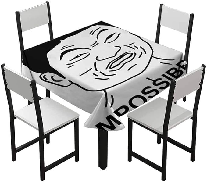 Aishare Store Square Tablecloth, Funny Impossibru Quote with Angry Guy