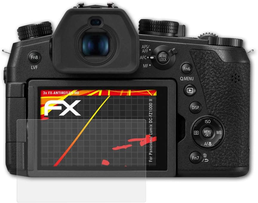 atFoliX Screen Protector compatible with Panasonic Lumix DC-FZ1000 II Screen Protection Film, anti-reflective and shock-absorbing FX Protector Film (3X)