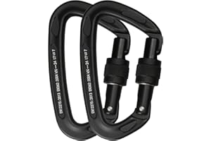 VLMFPR 24kN UIAA Certified - D Shaped Screw Lock Heavy Duty Aluminum Clip, Professional Screw-gate Locking Clip for Outdoor Climbing, Mountaineering, Rappelling, Rescue, Swing etc.