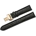 iStrap Leather Watch Band -Alligator Grain Embossed Pattern Calfskin Replacement Strap-Stainless Steel Deployment Buckle with Push Buttons-Bracelet for Men Women-18mm 19mm 20mm 21mm 22mm 24mm