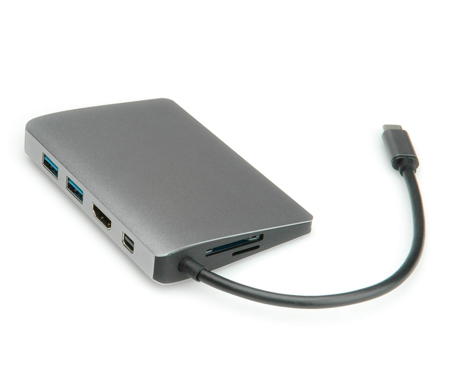 ROLINE USB Type C Docking Station HDMI 4K, MiniDP, 2x USB 3.1 Gen 1, Audio, LAN, PD, Cardreader Quick and easy connection to the peripheral devices in the workplace