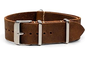 Benchmark Basics Leather Watch Band - Crazy Horse Oiled Leather One-Piece Watch Straps for Men & Women - Choice of Color & Width - 18mm, 20mm, 22mm or 24mm