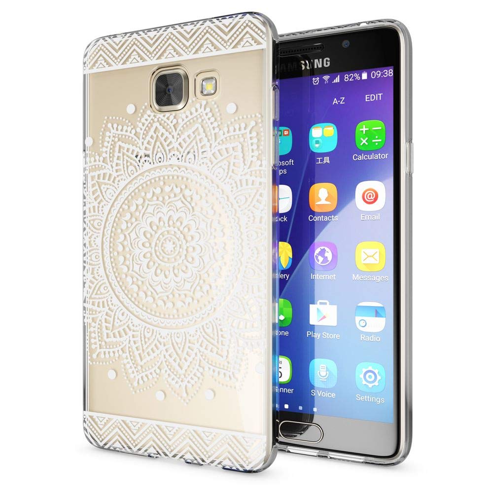 NALIA Case compatible with Samsung Galaxy A5 2016, Ultra-Thin Pattern Silicone Back Cover Soft Protector, Crystal Clear Gel Shockproof Bumper, Slim-Fit Protective Skin, Designs:Circle Flowers