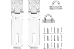 ABSOK 2 Pack Padlock Hasp Door Locks Hasp Latch,5 inch Heavy Duty 304 Stainless Steel Security Hasps for Padlock, 2 mm Extra Thick Door Gate Bolt Lock with 18 Mounting Screws