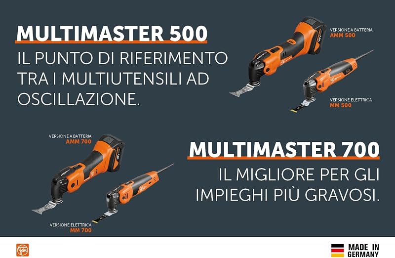 Multimaster AMM 500 Plus Top 2.0 Ah AS, con 30 accessori per lavori di ristrutturazione e rinnovo, compatibile con AMPShare/BOSCH 18V, con caricabatteria GAL 1880 e 2 batterie Li-Ion 18V/2Ah