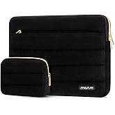 MOSISO 13-14 inch Laptop Case, 13.3 inch Laptop Sleeve Compatible with MacBook Air 13 13.3 13.6/Pro 13/Pro 14, HP Dell ASUS Lenovo, Soft Cozy Lightweight Horizontal Bag with Small Case, Black