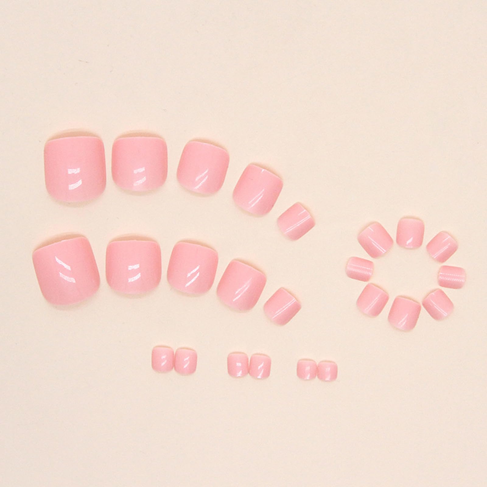 24pcs Press On Toes Nails Pure Pink Fake Toenails Full Cover Short Glue On Toe Nails Glossy Minimalist Design Acrylic Toe Nails Summer Pink False Toe Static Nails For Women Toes Nail Decorations - Image 4