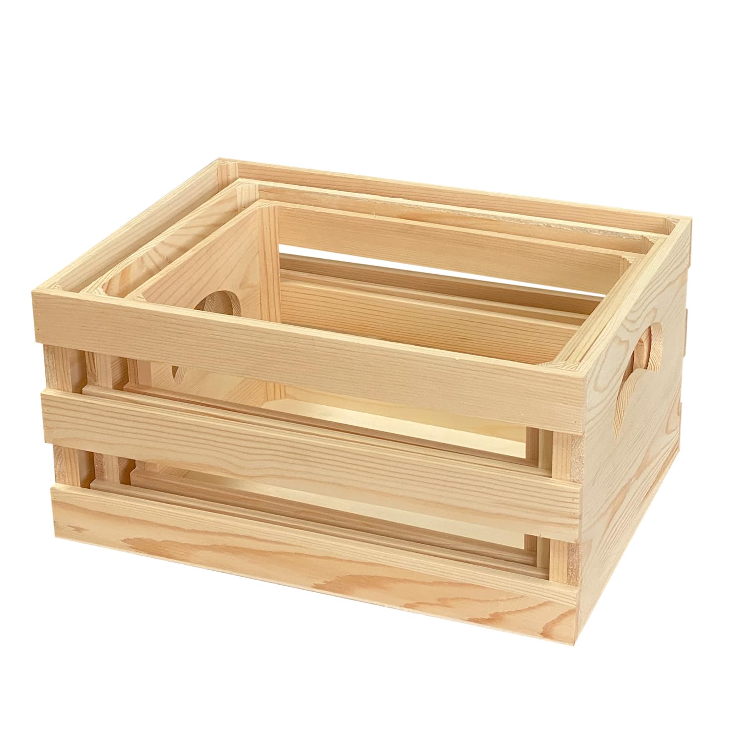 Photo 1 of 3 Pieces Wooden Pallet Crates Nesting Unfinished Wood Trays Storage for DIY Crafts (Large Size 13.4 x 9.8 x 6.7 in)