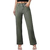 Sidefeel Women's Wide Leg Jeans High Waisted Stretchy Tummy Control Straight Leg Denim Pants