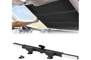 SEINECA Retractable Windshield Sun Shade for Car, Large Sun Visor Protector Blocks 99% UV Rays to Keep Your Vehicle Cool, Auto Sunshade Fits Front Window of Various Models with Suction Cups 2021 New