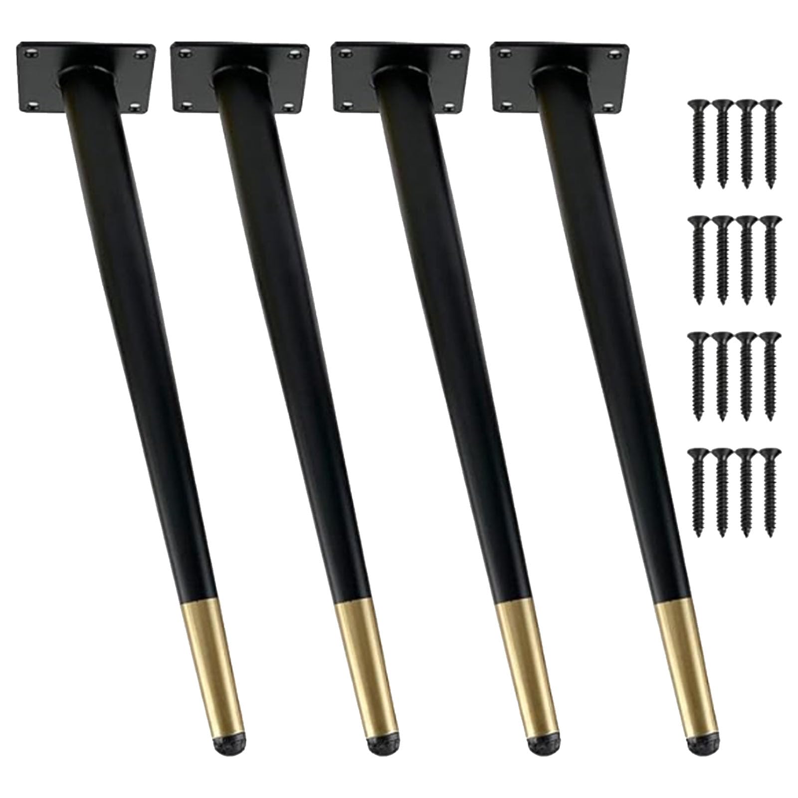 Caossuixin 4PCS 16" Furniture Legs, Metal Office Table Legs Kitchen Furniture Worktop Support Legs - Oblique Conical, Non-Slip Furniture Feet Legs for Chairs Shelves Sofas Table Desks (40cm)