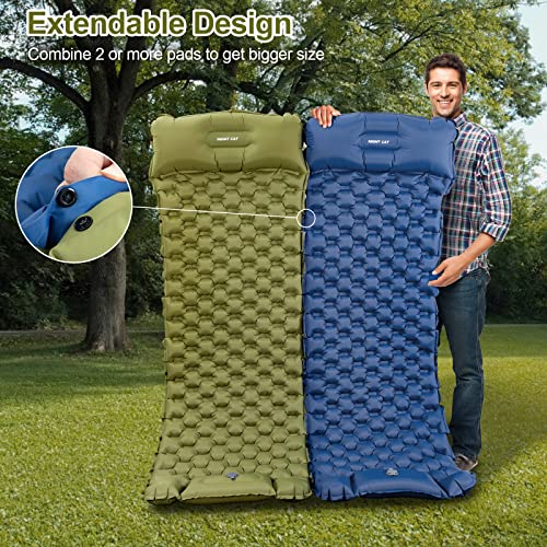 Night Cat Sleeping Air Pad with Pillow Inflatble Mat Mattress Bed for Camping Backpacking Hiking Traveling 195×65 cm
