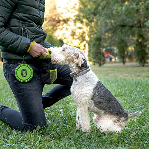 Dog-Treat-Bag-Training-Pouch-for-Small-and-Large-Dogs-with-Clicker-and-Collapsible-Food-Bowl-BPA-Free--Pet-Treats-Tote-Bag-with-Waist-and-Shoulder-Reflective-Straps-and-Belt-Clip