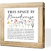 Autism Sign This Space Is Neurodiverse Solid Wood Sign Wooden Decor Signs For Wall Table ASD Awareness Acceptance Gift Mental Health Decor Autism Therapist Office Support Decoration 5.9x5.9 Inch