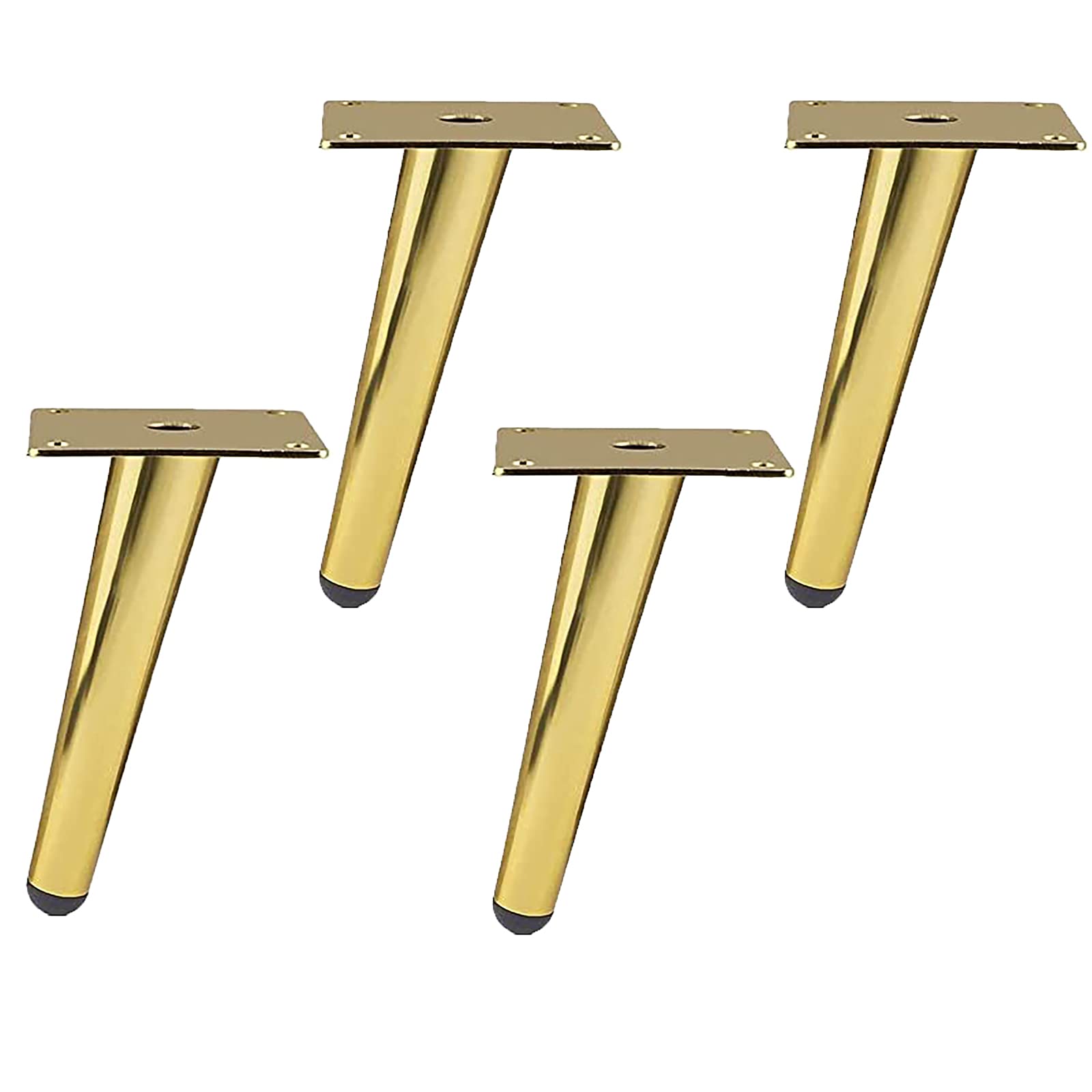 Set of 4 Furniture Feet, Metal Cabinet Legs, Slanted Conical Furniture Feet, for Dining Table, Coffee Tables, Cupboards, Bathroom Cabinets, Gold, Load Capacity 300 kg (10 cm / 3.94 in Height)