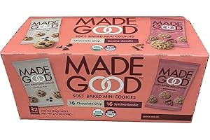 Made Good Soft Baked Mini Cookies 32packs, 16 Chocolate chip & 16 Snickerdoodle