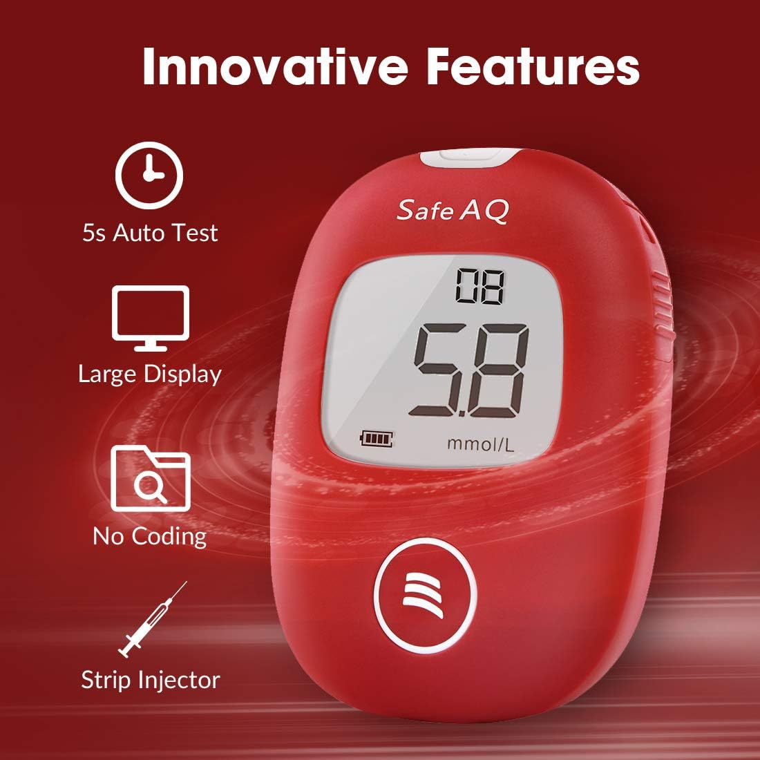 Blood Sugar Tester, Blood Glucose Monitor, Diabetes Testing Kit with Test Strips x 50 and Lancetsx 50 - Image 3
