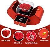 Emibele Preserved Red Rose & Heart Necklace Gift for Mom Grandma Wife view 5