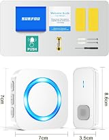 SURFOU Wireless Doorbell Waterproof Cordless 1300ft Kit 1 Button 3 Receivers view 7