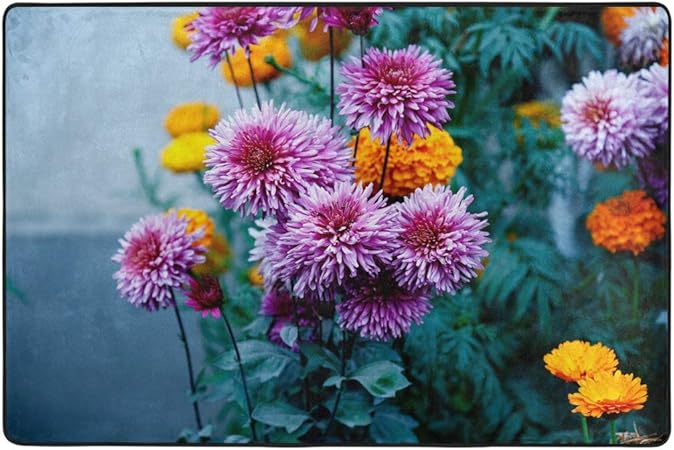 Dormitorio 72 x 48 Pulgadas Alfombra de Flores de Color púrpura Suave