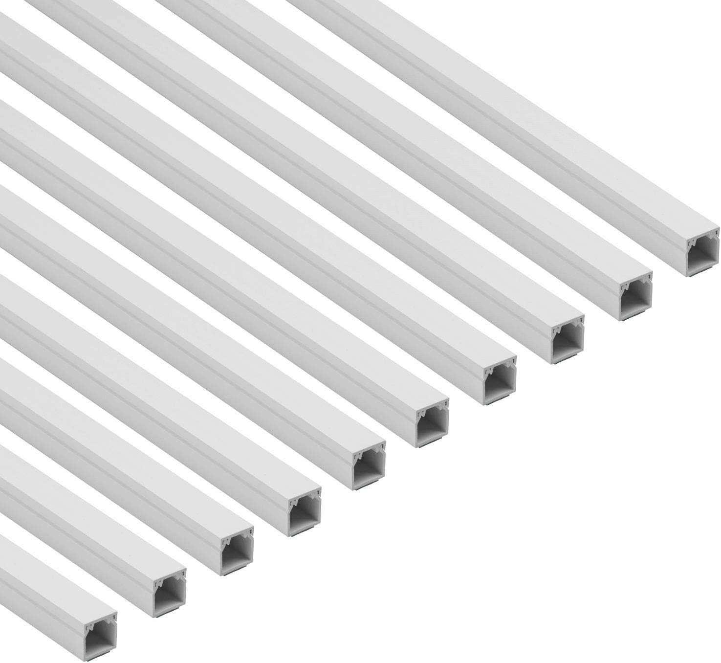 D-Line Square Box Cable Trunking, Self-Adhesive Cable Hider, Cable Management to Hide Single Cables, 10 x 16mm (W) x 16mm (H)