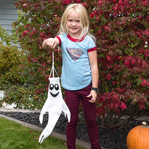 Halloween Ghost Windsocks Flag,Cute Outdoor Hanging Halloween Friendly Ghost Decorations for Front Yard Patio Lawn Garden Party Decor,Includes Swival Hanging Clip (18 INCH)...