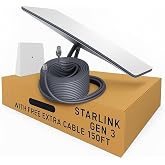 Starlink Gen 3 Standard Satellite Internet Kit – Dish with Wi-Fi 6 Router + Extra 150FT Cable – High-Speed, Low-Latency Inter