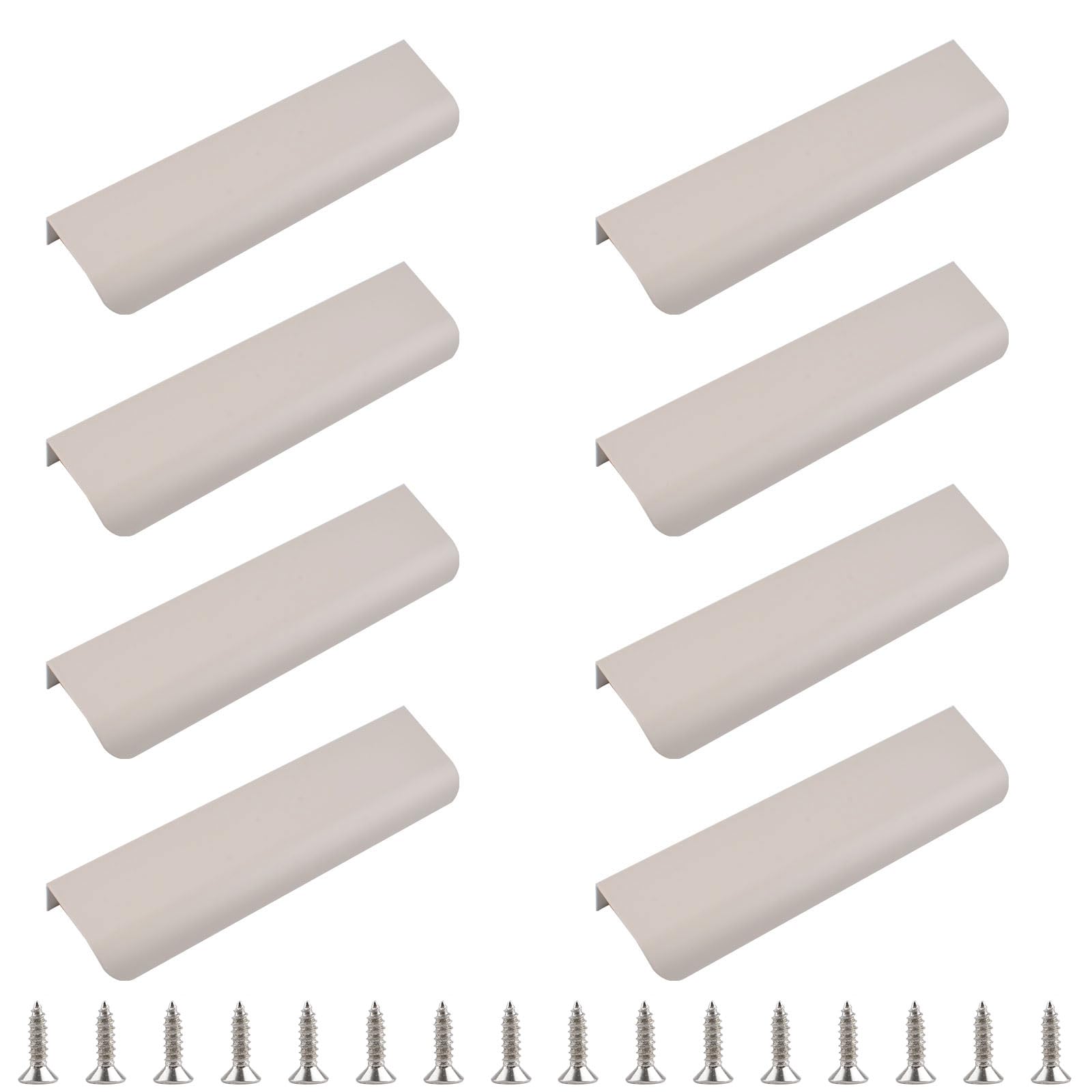 MOROBOR Finger Edge Pull, 8pcs Concealed Handle Modern Style Drawer Handle, Curved Aluminum Alloy Invisible Handle Wardrobe Handle for Cabinet Hardware Drawer, 80mm/Cashmere Gray (W-MF002528-EU)