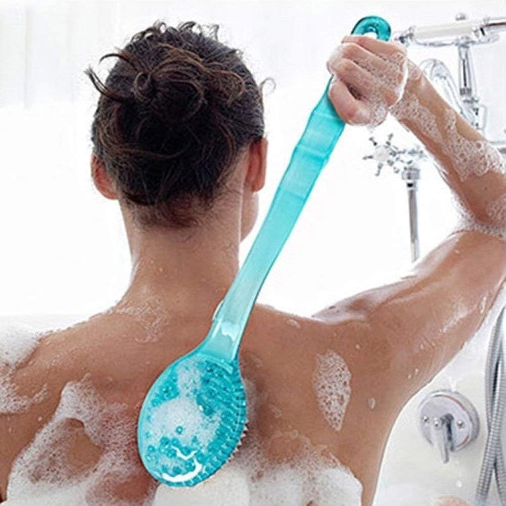 Bath Back Brush Skin Massage Body Shower Brush with Long Handle (blue