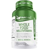 Herbtonics Whole Food Multivitamin for Women &amp; Men, Probiotics 120 Capsules | Food Based Vitamins from Real Fruits and Veggies, CoQ10, Turmeric, Probiotics &amp; Enzymes, Immunity Vitamins &amp; Minerals