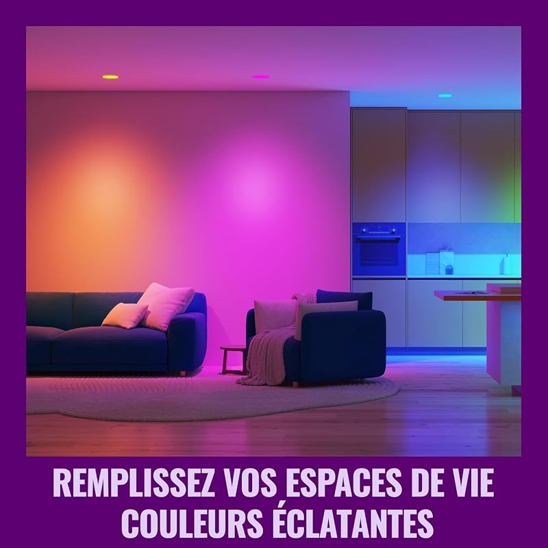 Smart Bulb, Spot LED connecté GU10, Lumière multicolore, Pack de 4