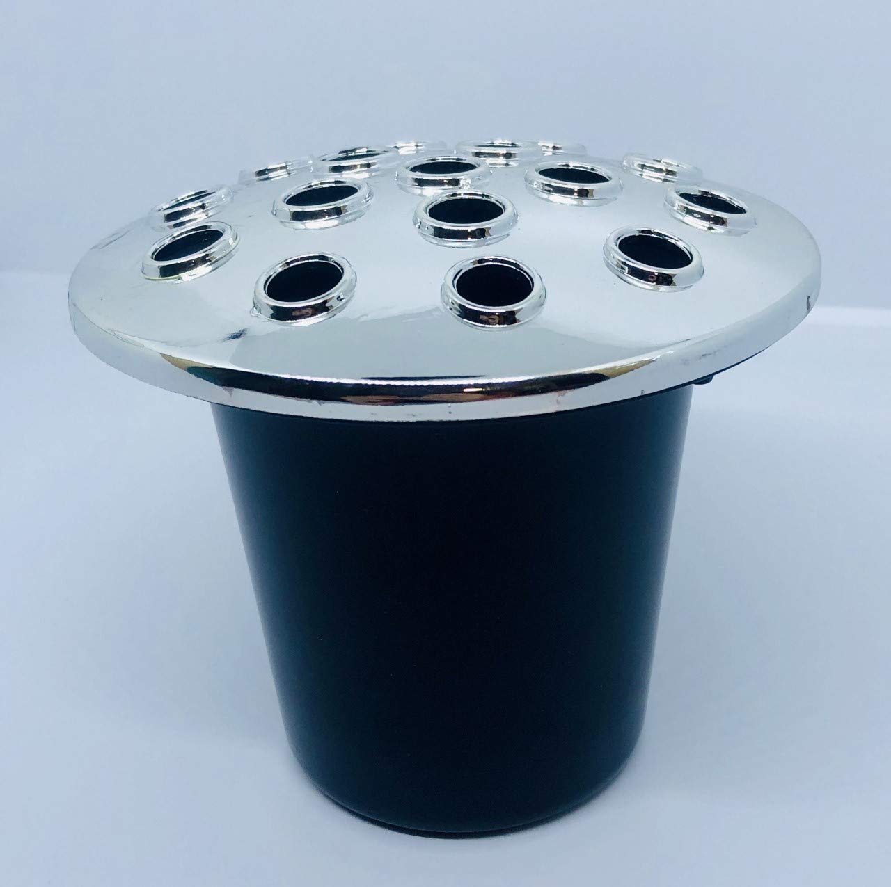 David Fischhoff Plastic grave flower vase memorial cemetary pot with silver lid insert sympathy condolance cemetary marker in remembrance funeral