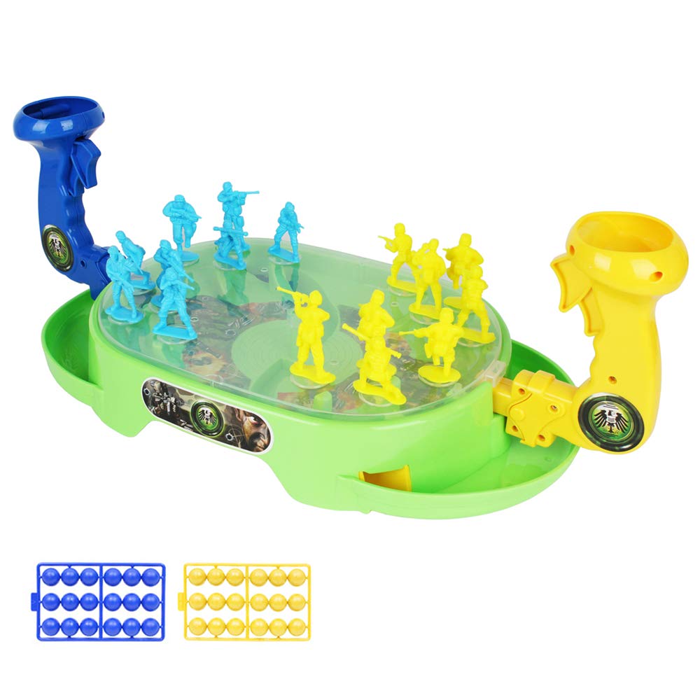 FeiWen Toy bouncing shooting toy Double Game for Children Fun Christmas Birthday Gift for Kids (Military/Marbles)
