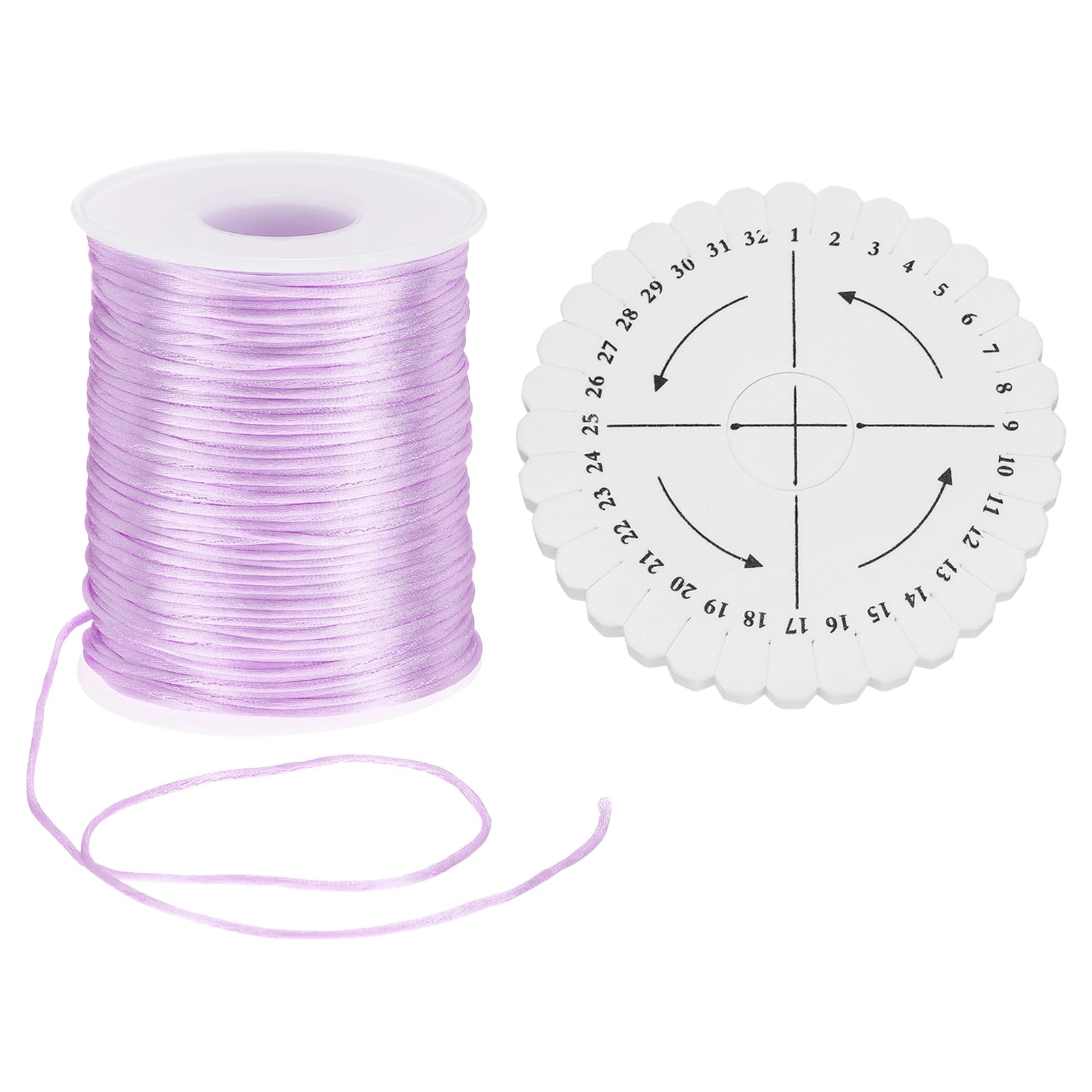 uxcell 109 Yards 1.5mm Satin String Cord, Polyester Cord Beading String with Disc Organizer for DIY Bracelet Necklace Chinese Knot Jewelry Making Macrame Trim, Light Purple