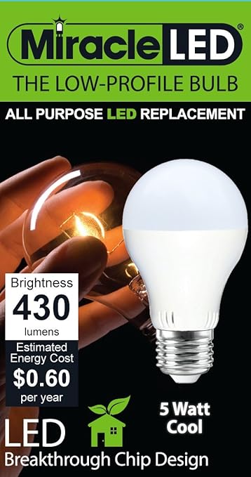 Miracle Led 605006 General Purpose Bulb Low Profile 430 Lumen Medium Base Daylight White Refrigerator Bulb Led Amazon Com
