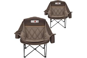 Overmont Oversized XL Camping Chair for Adults - 450lbs Support Heavy-Duty Padded Folding Chair with Side Pocket Cup Holder C