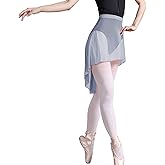Grey Lyrical Dance Skirts for Women Adult Mesh Ballet Skirt Rehearsal Performance Stage Dance Studio