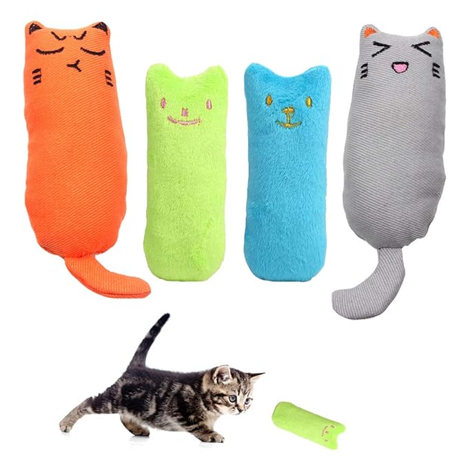 SwirlColor Catnip Toys for Cats Kittens, 4Pcs Catnip Chew Toy Soft