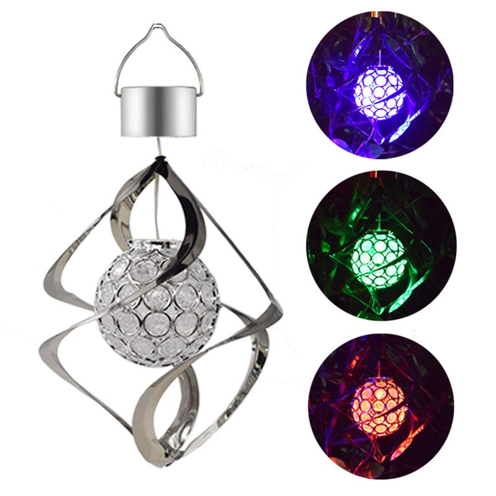 Lampe A Suspendre Pour Jardin Porche Pelouse Dyda6 Carillon Eolien Solaire Colore Balcon Led A Couleur Changeante Cour Etanche Ip65 Boule De Cristal Rotative Decoration Carillons